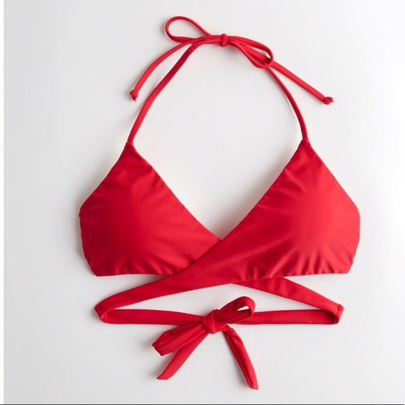 Hollister Wrap triangle bikini top and red bottom - Picture 2 of 7